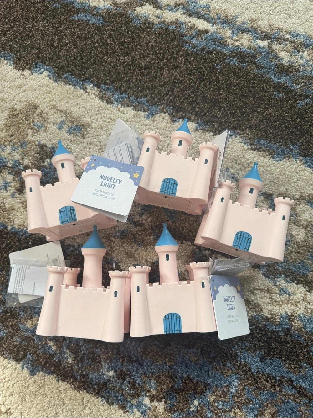 Target Pink Castle Night Lights with Blue Turrets - Set of 5